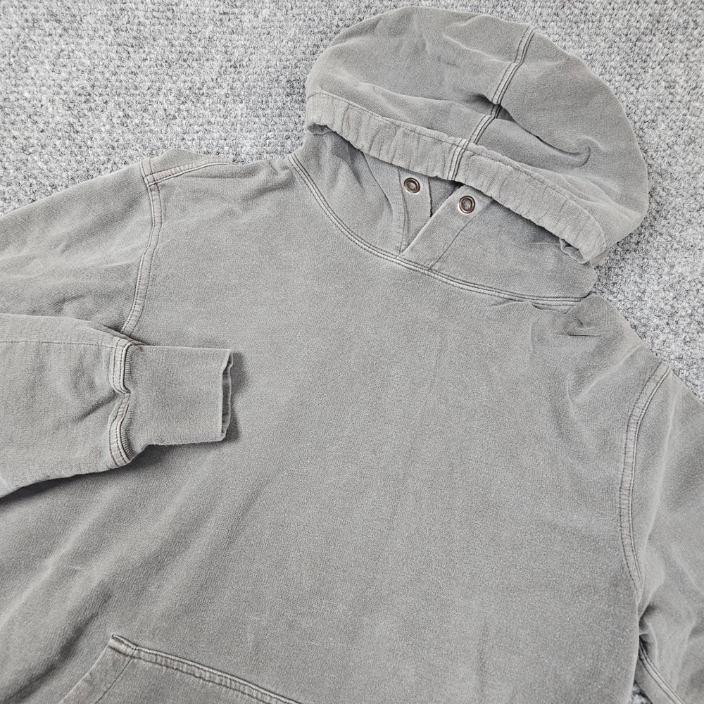 Buck Mason Mens Brushed Loopback Hoodie Grey Sun Faded Pullover Medium read